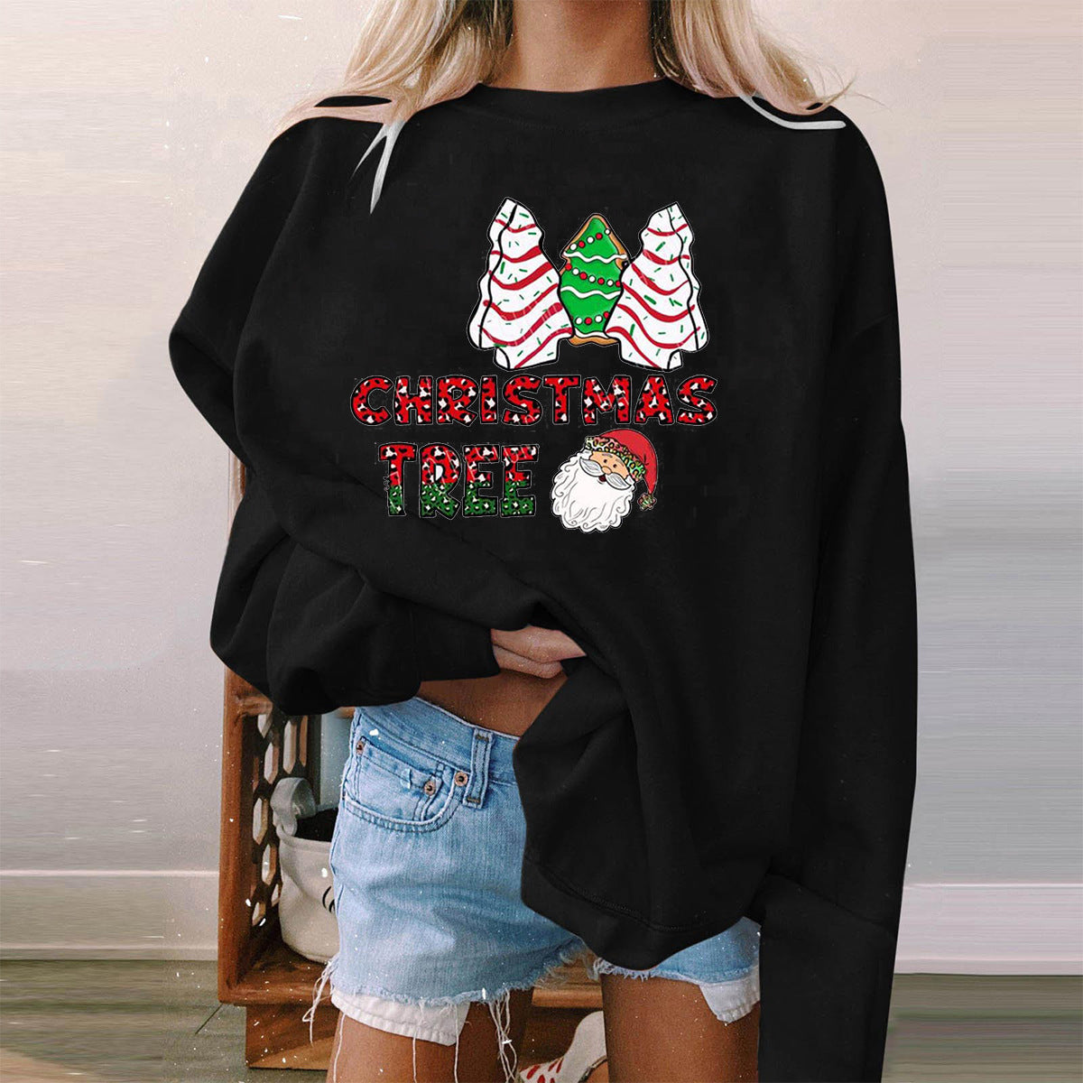 Christmas tree cake Christmas tree print sweater