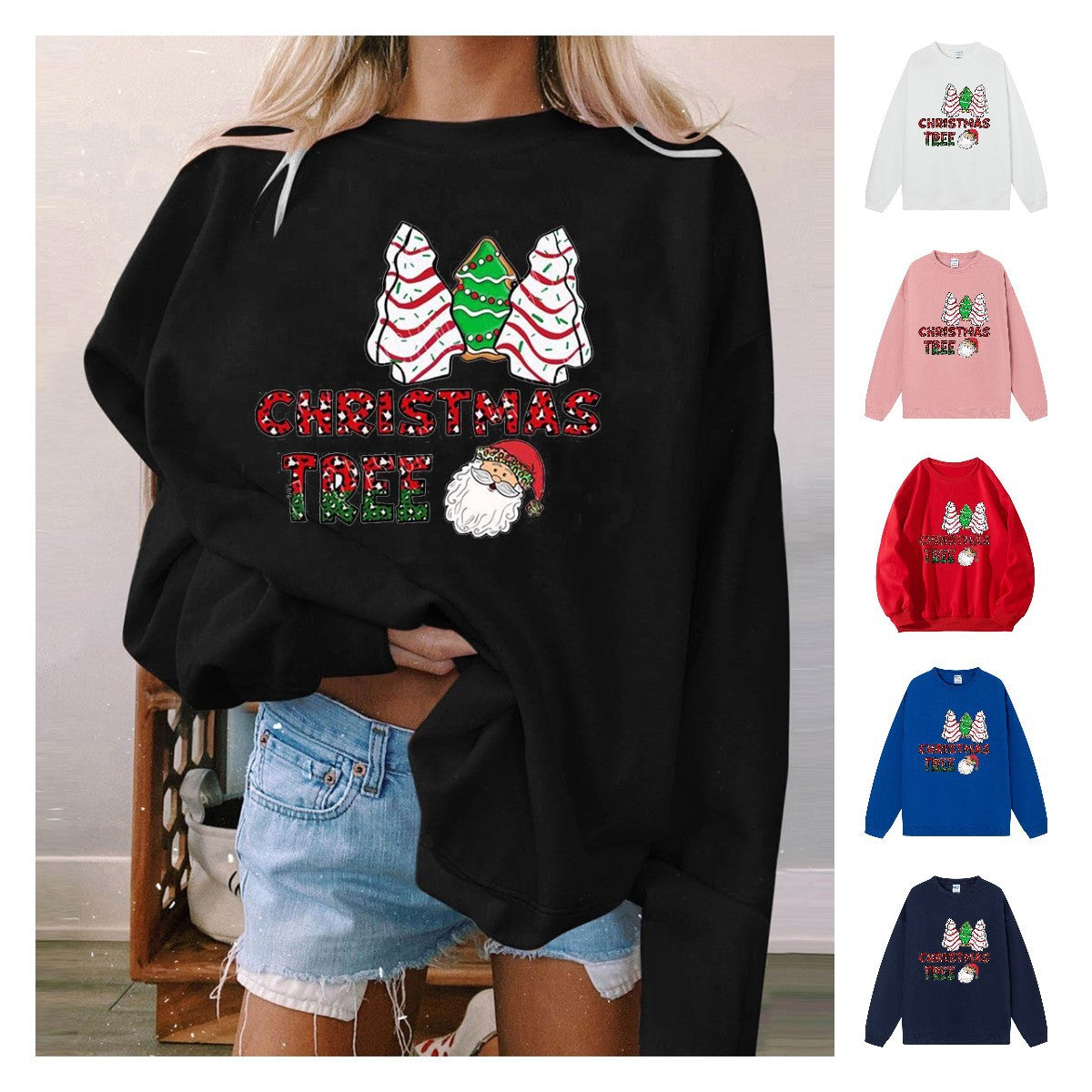 Christmas tree cake Christmas tree print sweater