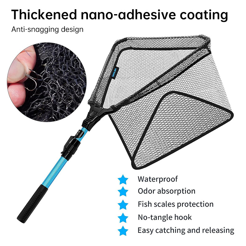 1PC Aluminum Alloy Retractable Triangular Fishing Net – Telescopic Folding Landing Net with Extendable Pole, Portable Collapsibl