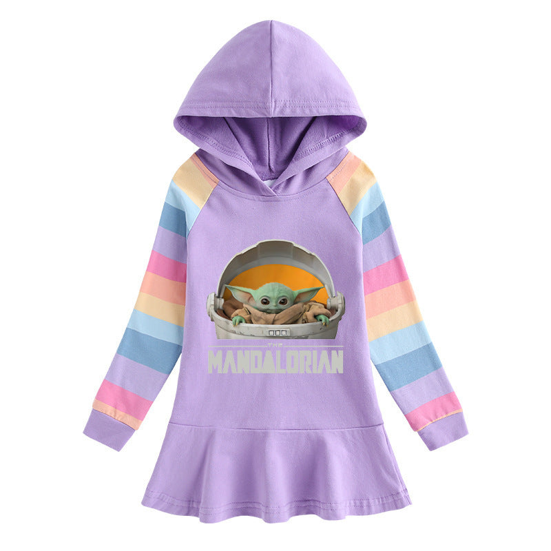 Yoda Baby Long Sleeve Baby Rainbow Dress
