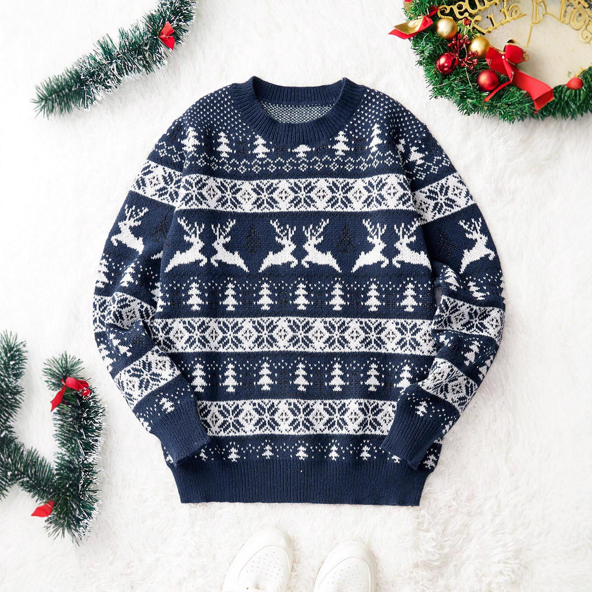 Christmas round neck loose sweater for men